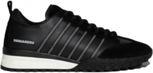 Dsquared2 Zwarte Leren Sneakers met Suède Detail Black Heren