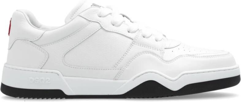Dsquared2 Leren sneakers met ronde neus en logo White Heren