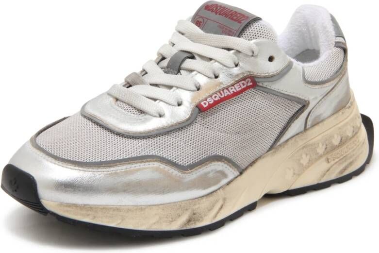Dsquared2 Zilveren Platte Sneakers Vitello Laminato - Foto 2