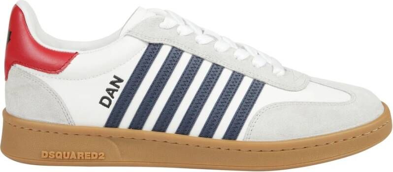 Dsquared2 Witte Leren Sneakers met Strepen Multicolor Heren