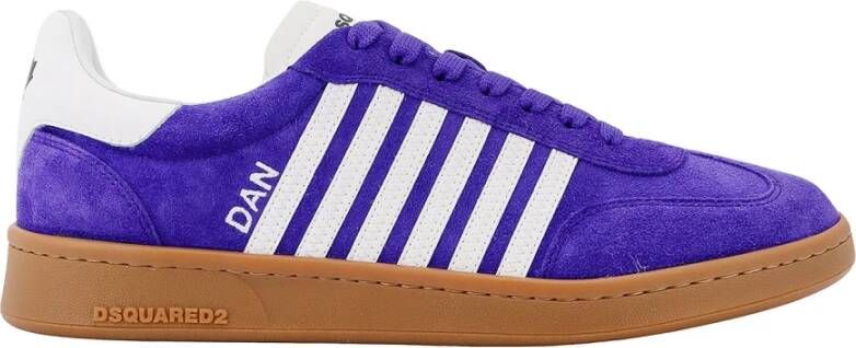 Dsquared2 Suede Sneakers met Leren Banden Purple Heren