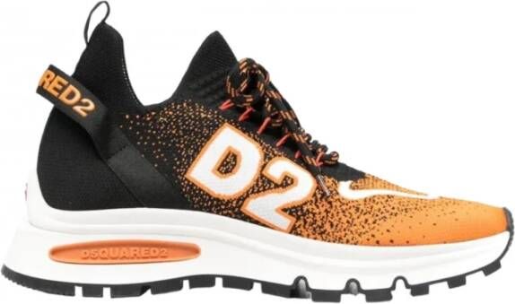 Dsquared2 Verbrand Oranje Blad Print Sneakers Oranje Heren