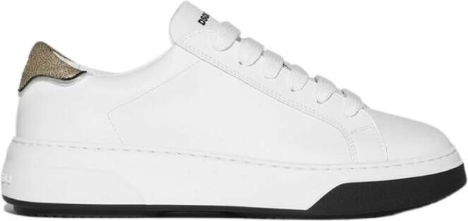 Dsquared2 Witte Leren Sneakers met Gouden Detail White Dames