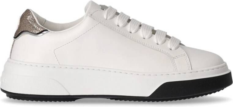 Dsquared2 Witte Leren Sneakers met Gouden Detail Wit Dames