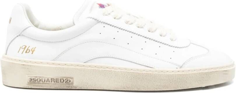 Dsquared2 Witte Leren Veterschoenen