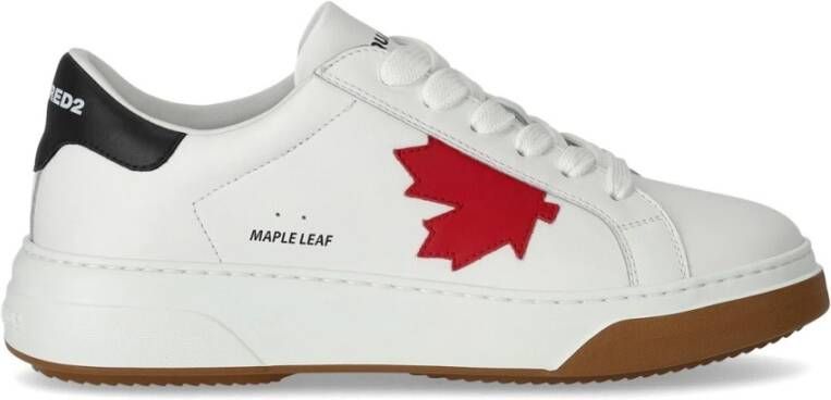 Dsquared2 Witte Maple Leaf Leren Sneaker White Heren