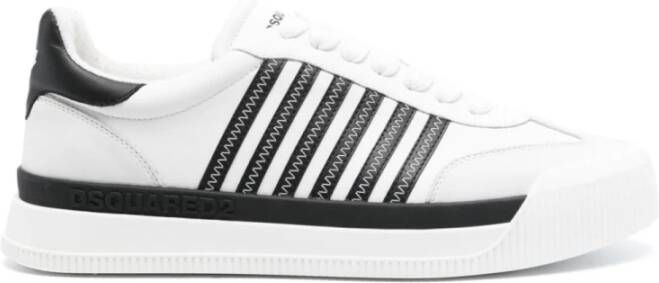 Dsquared2 Witte leren sneakers met contrasterende stiksels