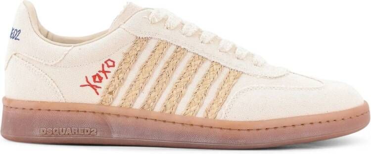 Dsquared2 Witte Sneakers met Natuurlijke Raffia Details