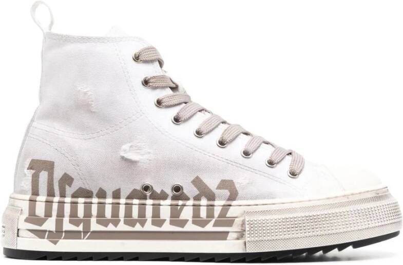 Dsquared2 Witte Stoffen Logo Sneakers White Heren