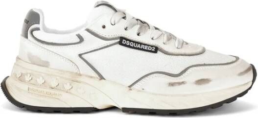 Dsquared2 Witte Vintage Sneakers Platte Schoenen