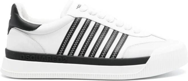 Dsquared2 Witte zwarte leren sneakers met logo print White Heren