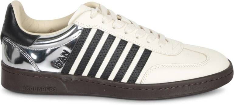 Dsquared2 Zilveren Leren Sneakers met Streepdetails - Foto 2