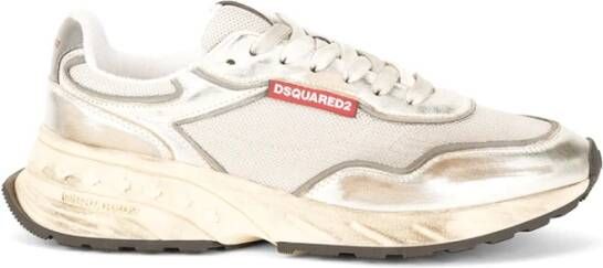 Dsquared2 Zilveren Platte Sneakers Vitello Laminato