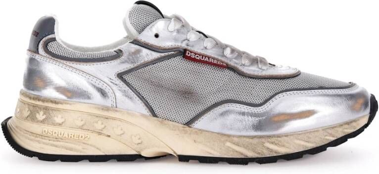 Dsquared2 Retro Vintage Panel Sneakers met Gestructureerde Zool White Heren - Foto 3