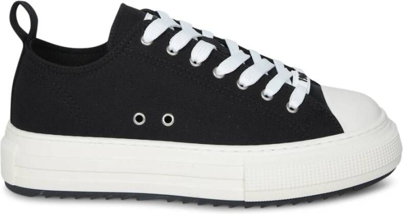 Dsquared2 Zwarte Canvas Sneakers met Witte Rubberen Zool Black