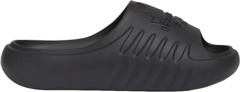 Dsquared2 Zwarte Esdoornblad Logo Slides Black Dames