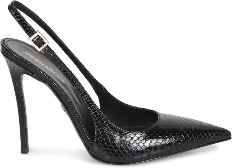 Dsquared2 Zwarte Gelamineerde Slingback Hakken