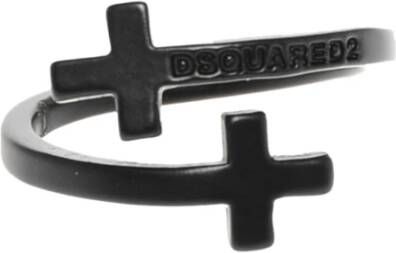 Dsquared2 Zwarte Kruislogo Metalen Ring