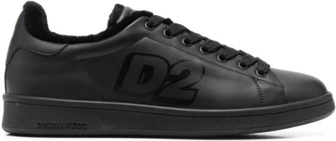 Dsquared2 Zwarte Leren Casual Sneakers voor Mannen Black Heren
