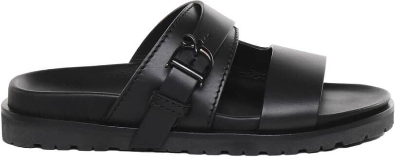 Dsquared2 Zwarte Sandaal Regular Fit Geschikt voor Warm Weer 100% Leer Black Heren