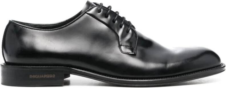 Dsquared2 Zwarte Leren Veterschoenen Black Heren