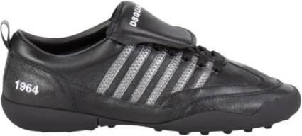 Dsquared2 Zwarte leren voetbal sneakers Stijlvol