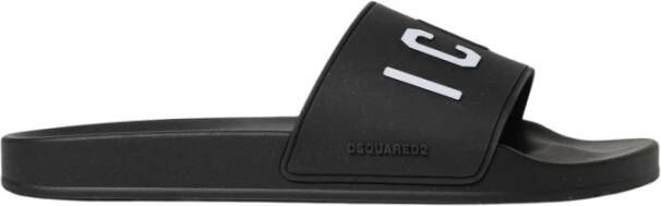 Dsquared2 Zwarte Rubberen Slides Sandalen
