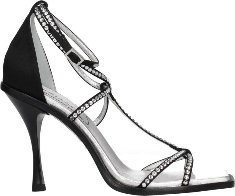 Dsquared2 Elegante Kristallen Hoge Hak Sandalen Zwart Dames
