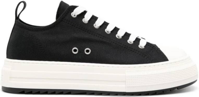 Dsquared2 Zwarte Canvas Sneakers met Witte Rubberen Zool Black Heren