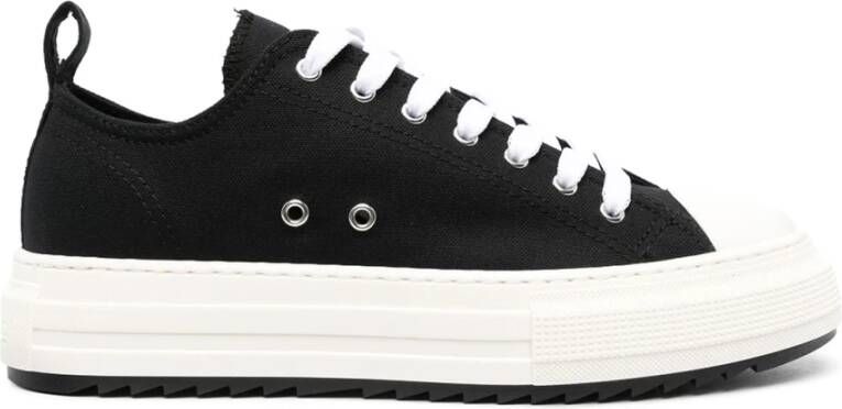 Dsquared2 Zwarte Canvas Sneakers met Witte Rubberen Zool Black Heren