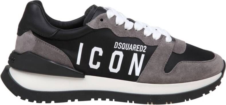 Dsquared2 Zwarte Grijze Hardloopsneakers met Logo Multicolor Heren