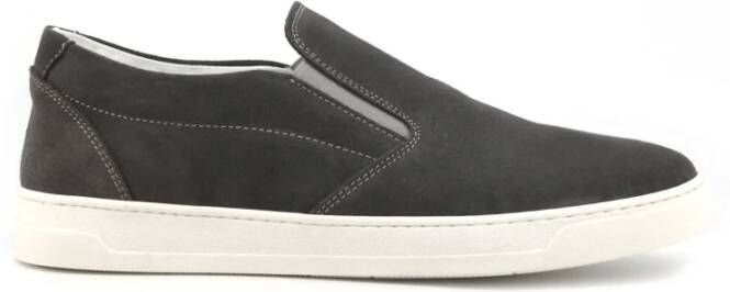 Duca di Morrone Grijze Suède Mocassins Lente Zomer Collectie