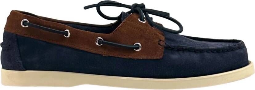 Duca di Morrone Blauw bruin suède mocassins Lente Zomercollectie