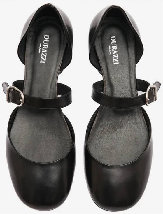 Durazzi Milano Stijlvolle zwarte leren ballerina`s Black Dames