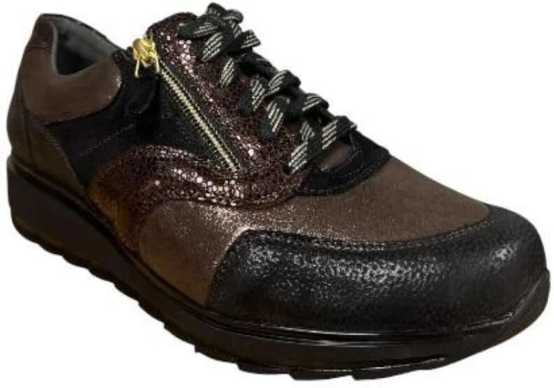 Durea Duera Dames Sneaker 6279-688-2352 Zwart Bruin Wijdte K (41)