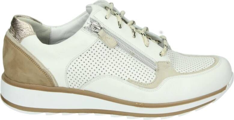 Durea Sportieve Lage Dames Sneakers Wit Patroon