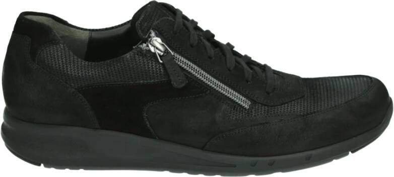 Durea Sportieve Lage Damesschoenen Zwart Nubuck