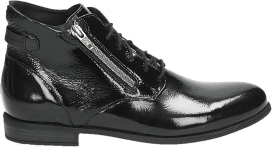 Durea 9697~E~~~~~~~~~~~~~~~~~~~~~~~~ Hoge sneakersVeterlaarzenDames veterschoenenDames sneakersHalf-hoge schoenen Zwart