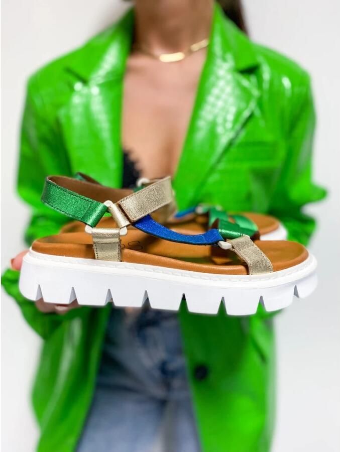 Dwrs Samos Sandaal | Green Blue Meerkleurig Dames