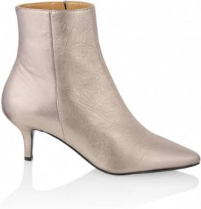 Dwrs Eenvoudige Metallic Enkellaars met Queeny Hakje Geel Dames
