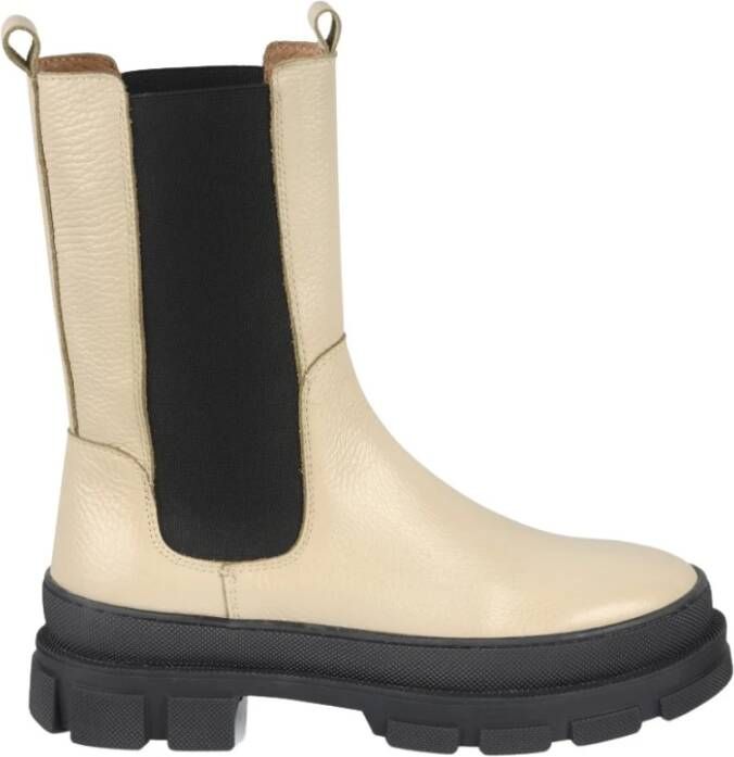 Dwrs Stijlvolle Beige Bikerboots Chelsea Beige Dames
