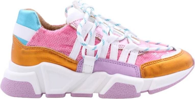 DWRS Los Angeles leren sneakers met pailletten roze oranje - Foto 3