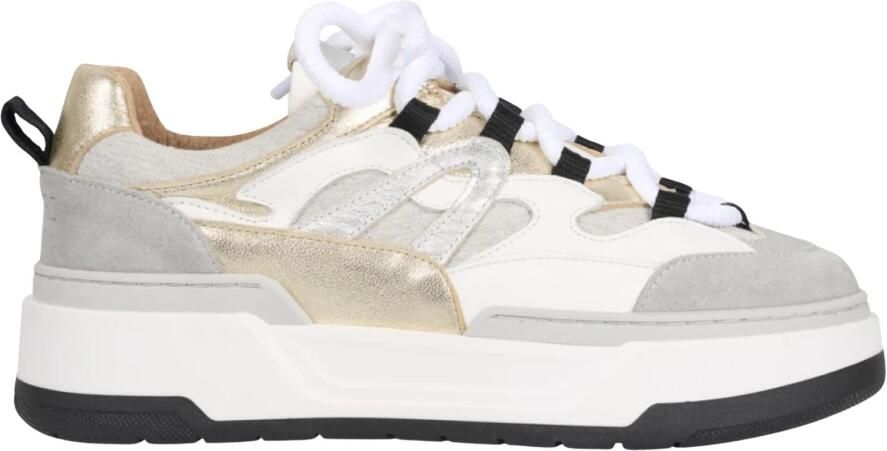 DWRS The label DWRS Dames Sneaker Grijs Stof Leer Jeans look