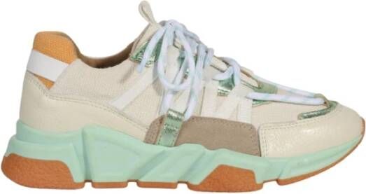 Dwrs LOS Angeles Sneakers Leer Canvas | Mint Orange Oranje Dames