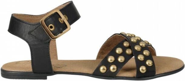 Dwrs Qatar Sandaal Leer | Black Zwart Dames - Schoenen.nl
