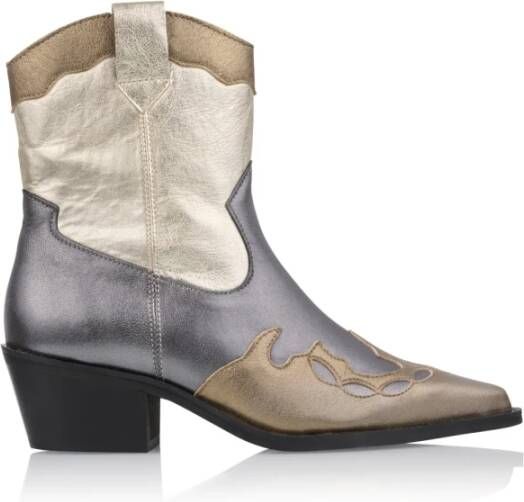 DWRS LABEL DWRS Metallic Westernboots enkellaars smoke antraciet