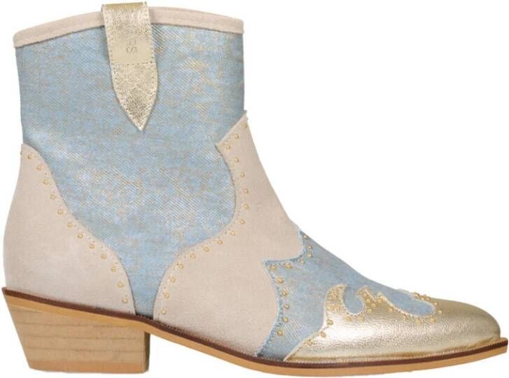 Dwrs Studded denim cow laarzen Lyon