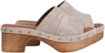 Dwrs Suede Plateau Instappers Sand Gray Dames