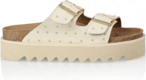Dwrs Sumba leer Slippers | Off white Wit Dames