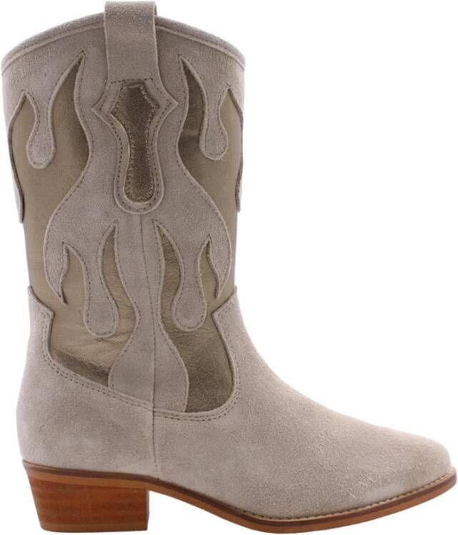 Dwrs Western Charme Cowboy Laarzen Beige Dames
